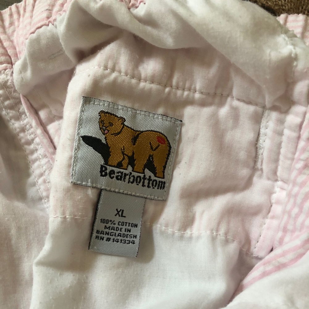 Bearbottom pink seersucker shorts